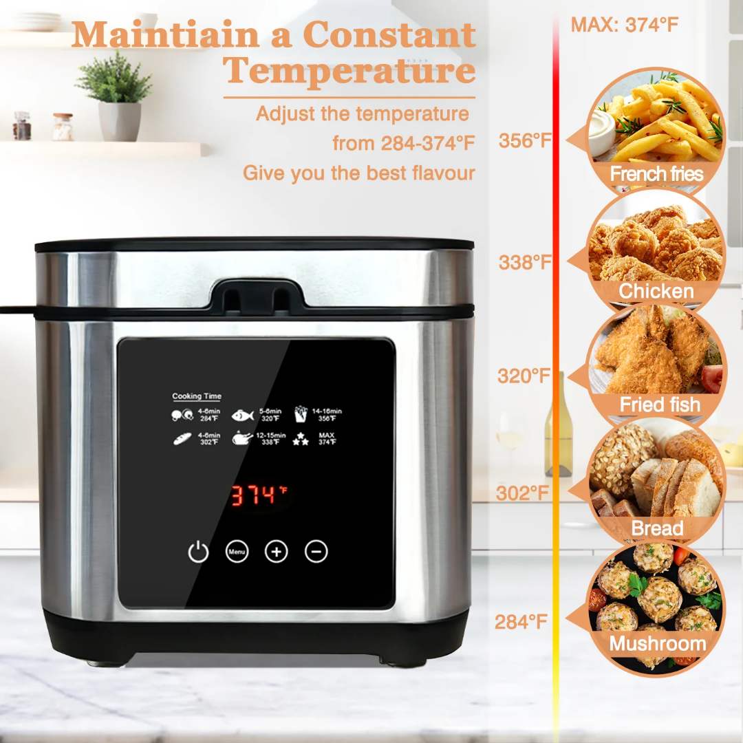 Premium Electric Deep Fryer with Digital Display ā Stainless Steel, 4L Capacity