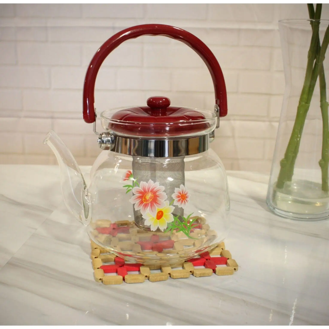 Lion's Enterprise Borosilicate Glass Teapot/Coffeepot Heat Resistant Stove Removable Infuser-Transparent