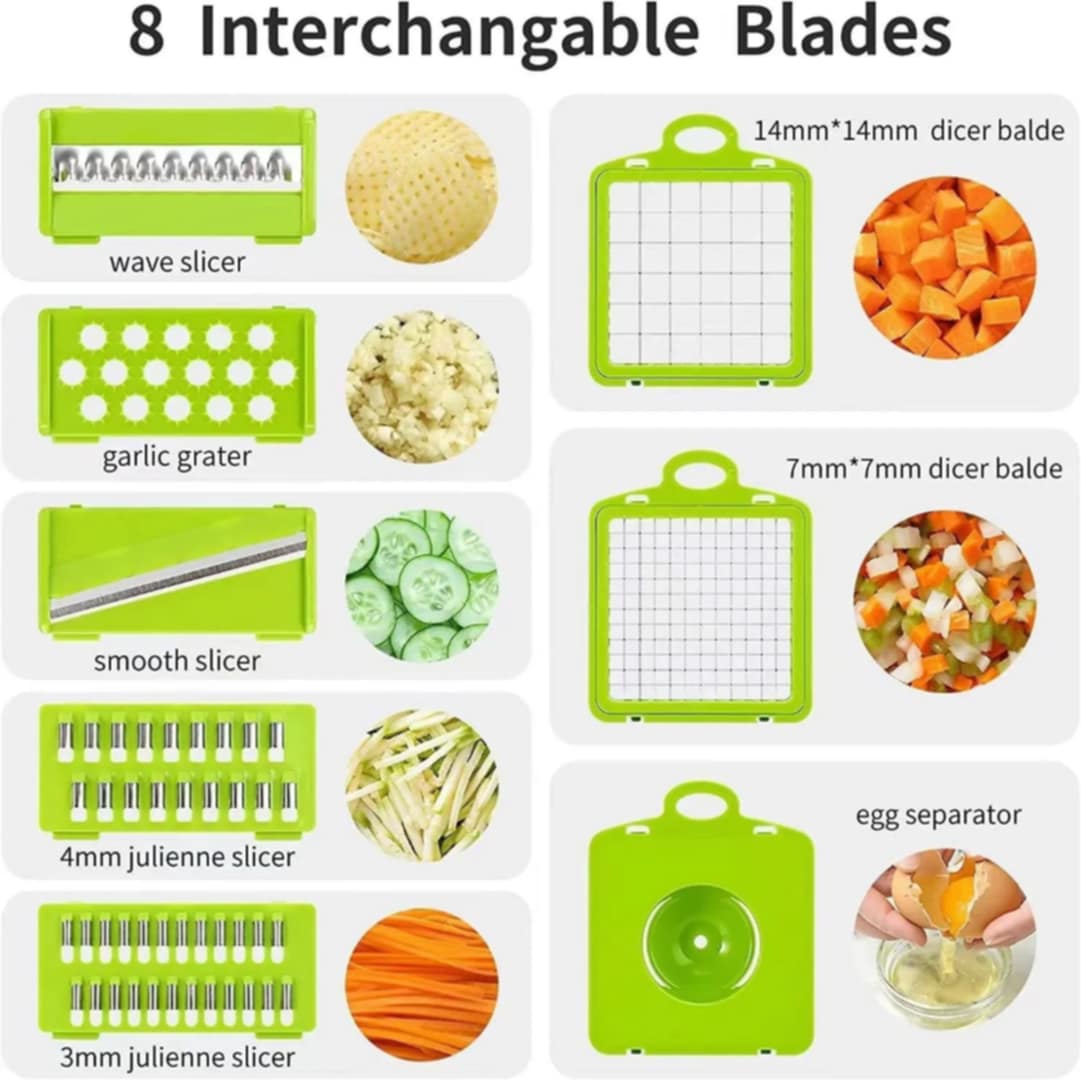 Multi-Functional Vegetable & Fruit Chopper – 12-in-1 Slicer, Dicer & Cutter Set