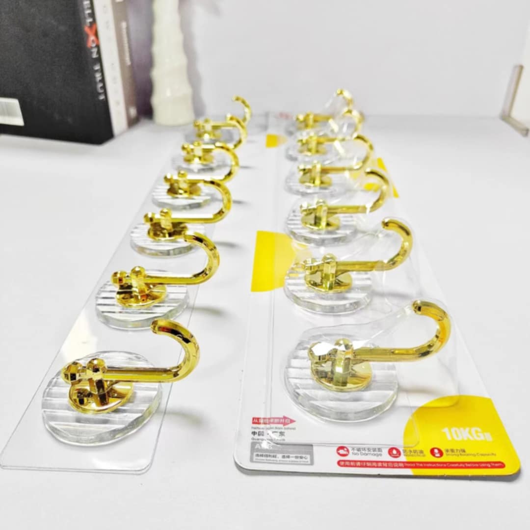 GOLDEN 6 Hooks Hanger Self Adhesive Clothes Hanger ٦