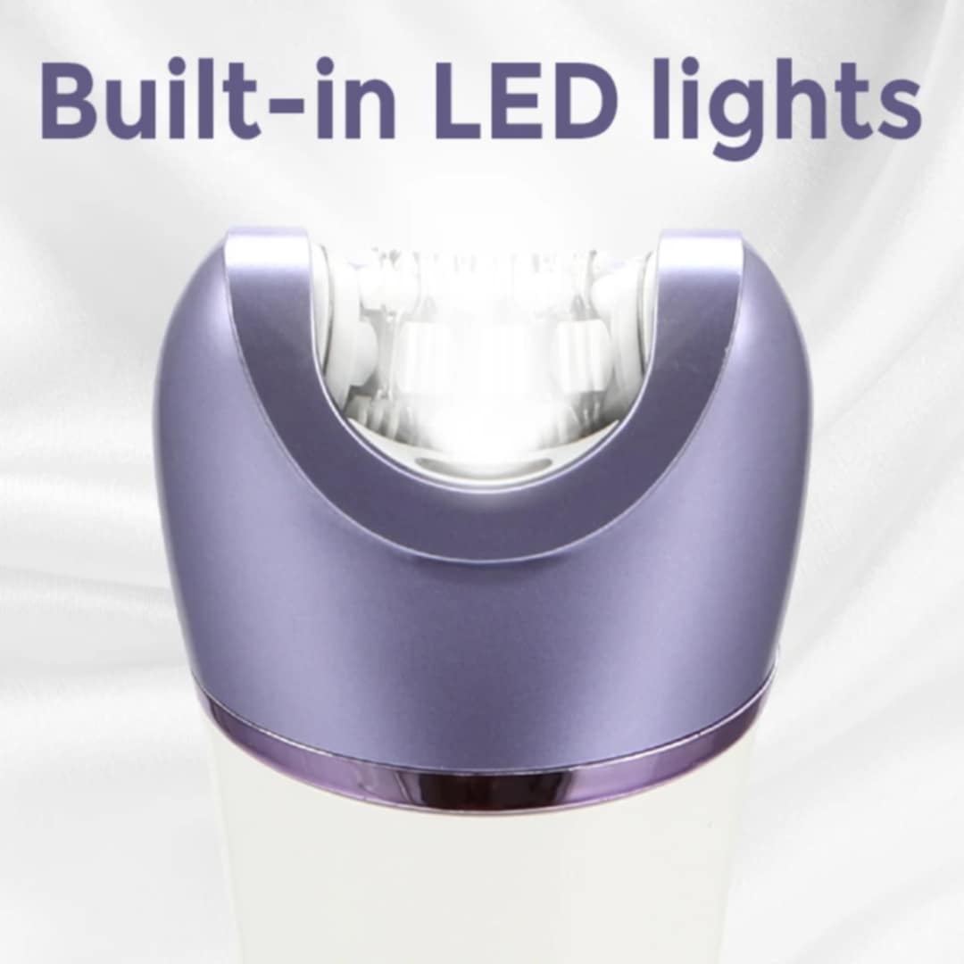 DENX 6-in-1 Smooth Glide Epilator for Womenr Hair Removal, Wet & Dry Electric Hair Remove Device with LED Light, Portable Electric Shaver, Women's Hair Removal Machine, DX1377
