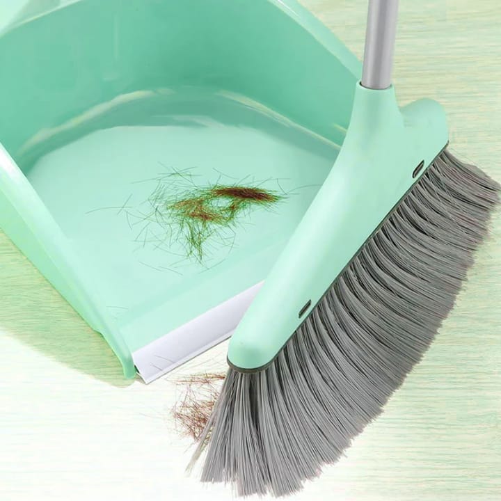 مجموعة مكنسة ومجرفة عمودية 2 في 1