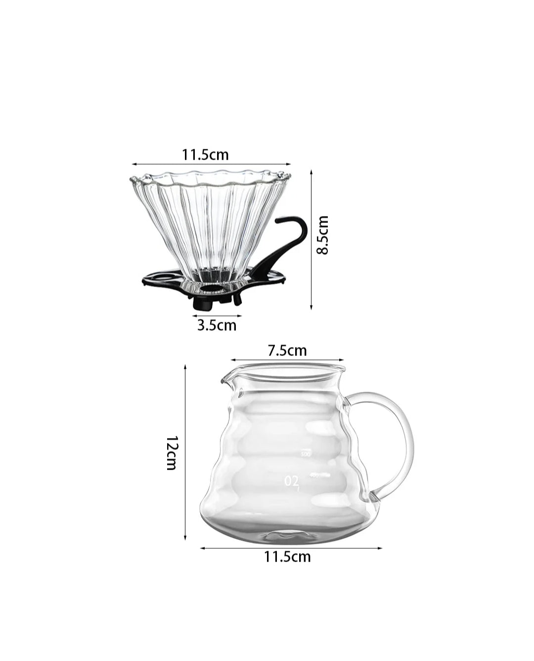 V60 Pour Over Coffee Maker Set, Glass Coffee Maker With Filter Paper, 600ml