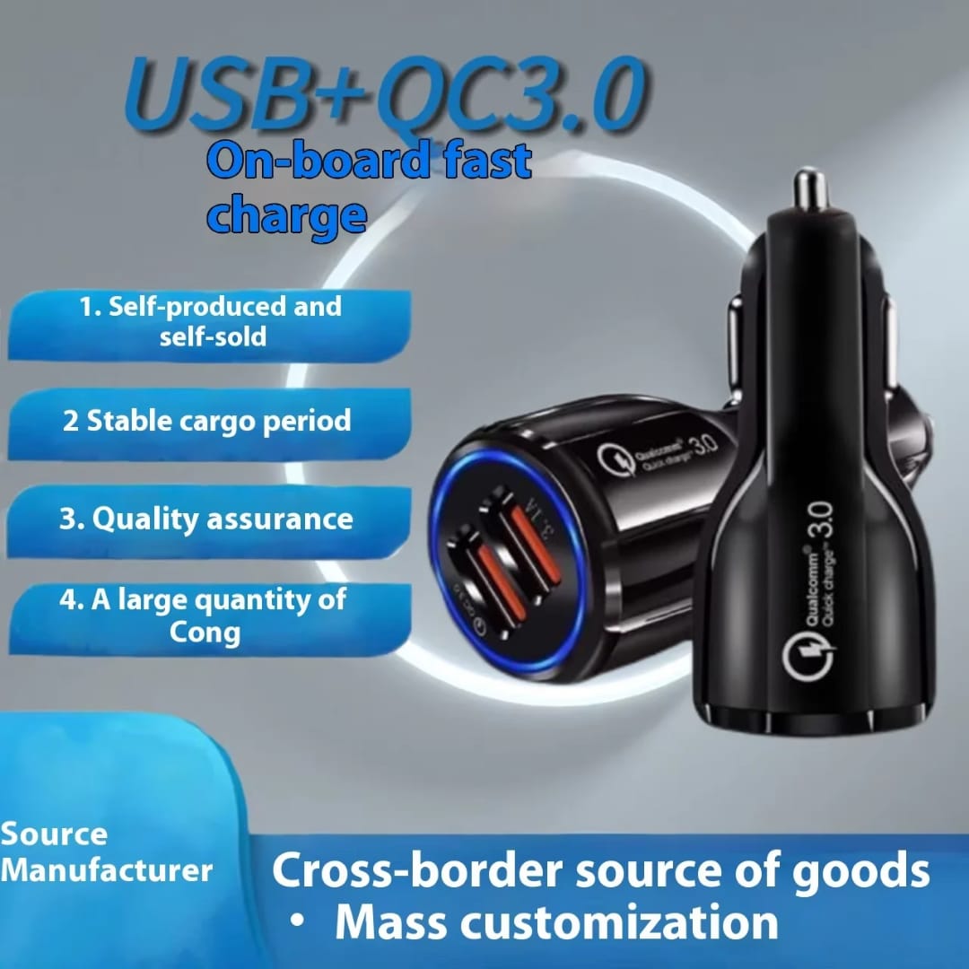 Dual USB Car Charger Adapter | QC 3.0 + 3.1A Fast Charging | Universal Car Charger for All Devices