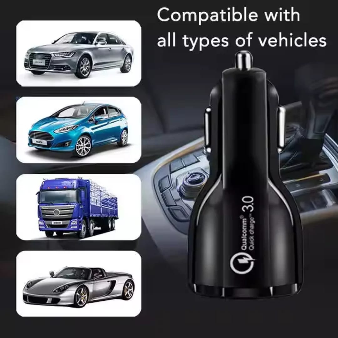 Dual USB Car Charger Adapter | QC 3.0 + 3.1A Fast Charging | Universal Car Charger for All Devices