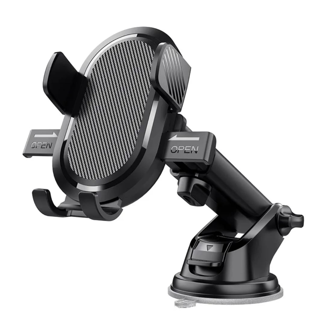 Adjustable Car mobile phone Holder Extendable Mount for Car phone - Windscreen Dashboard phone Cradle - One hand Quick Release With Strong Suction Pad (Black Red)