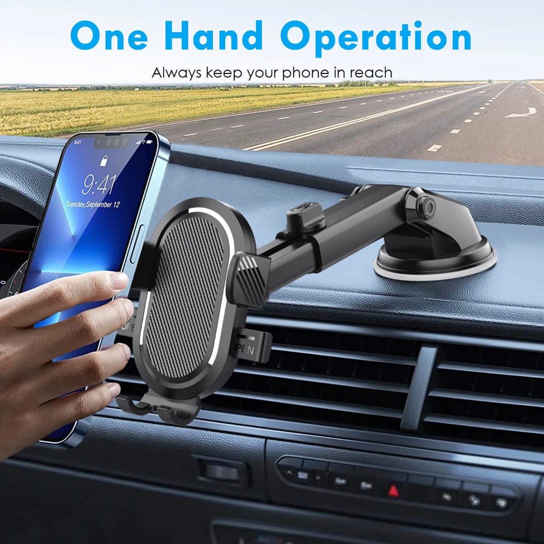 Adjustable Car mobile phone Holder Extendable Mount for Car phone - Windscreen Dashboard phone Cradle - One hand Quick Release With Strong Suction Pad (Black Red)