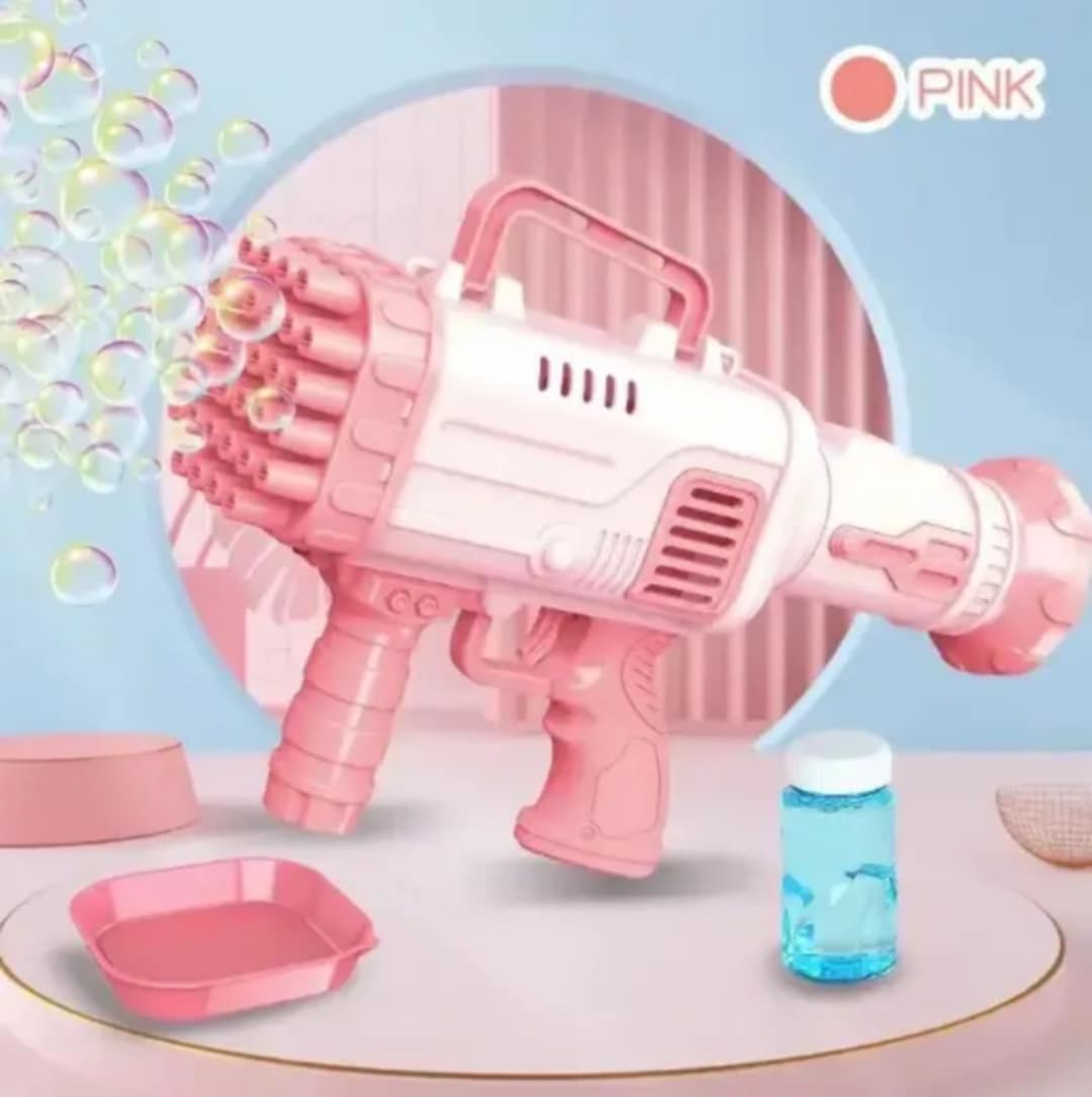 Mega Bubble Blaster Gun – 69-Hole Electric Bubble Machine for Kids (Pink & Blue)