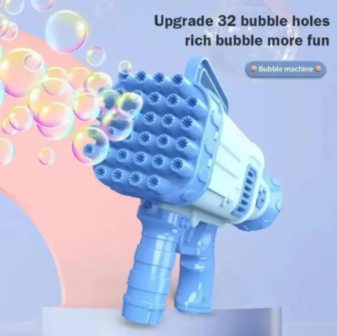 Mega Bubble Blaster Gun – 69-Hole Electric Bubble Machine for Kids (Pink & Blue)