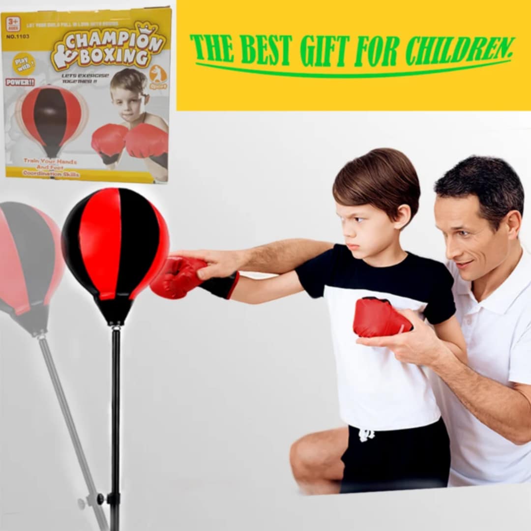 Kids Punching Bag Set with Gloves & Pump – Adjustable Height Boxing Training Toy for Boys & Girls"