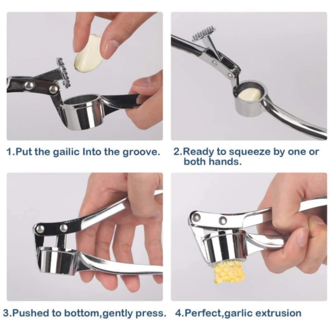 Premium Stainless Steel Garlic Press – Easy Crusher for Garlic, Ginger & More