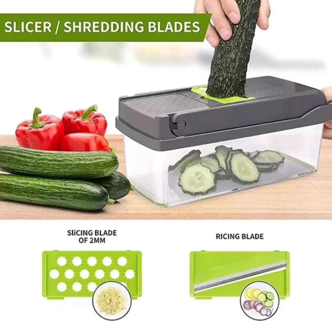 Multi-Functional Vegetable & Fruit Chopper – 12-in-1 Slicer, Dicer & Cutter Set