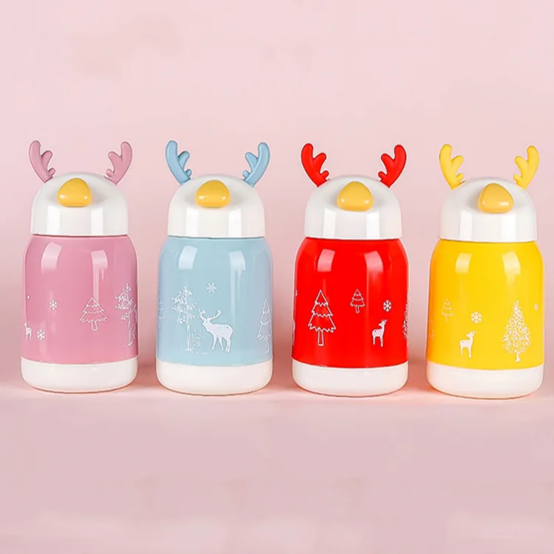 Cute Reindeer Thermos Bottle – Insulated Hot &amp; Cold Flask