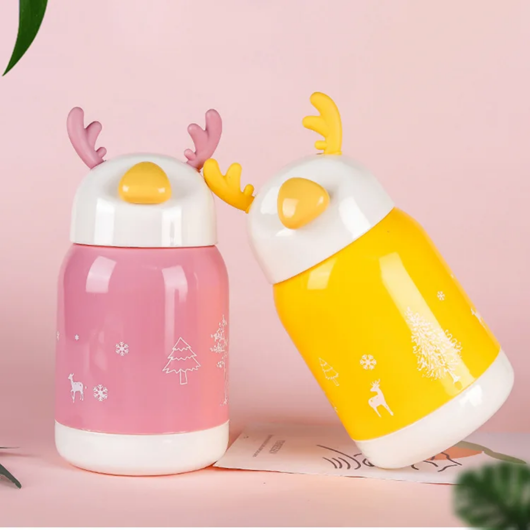 Cute Reindeer Thermos Bottle – Insulated Hot &amp; Cold Flask