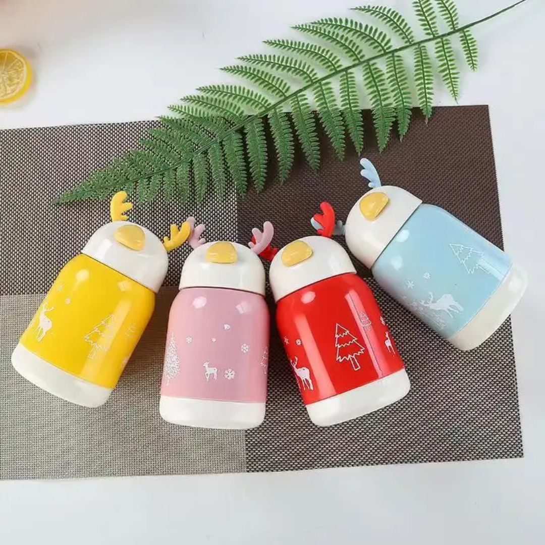 Cute Reindeer Thermos Bottle – Insulated Hot &amp; Cold Flask