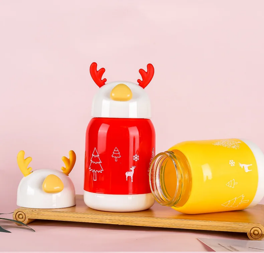 Cute Reindeer Thermos Bottle – Insulated Hot &amp; Cold Flask