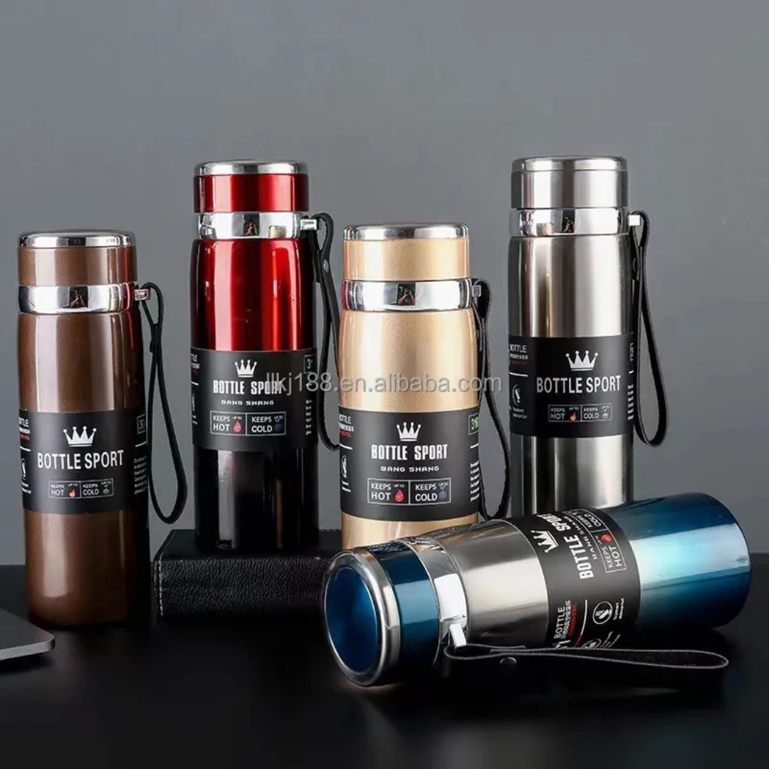 Sports Stainless Steel Vacuum Flask – Hot & Cold Thermal Bottle with Strap, 1000ml