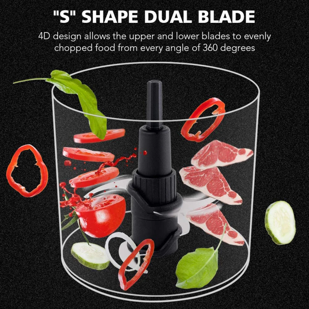 Electric Chopper with Stainless Steel Blade 0.5 L Capacity | Double Speed Hi & Low | دي إل سي قطاعة كهربائية للحضروات والفواكه - أبيض/أصفر