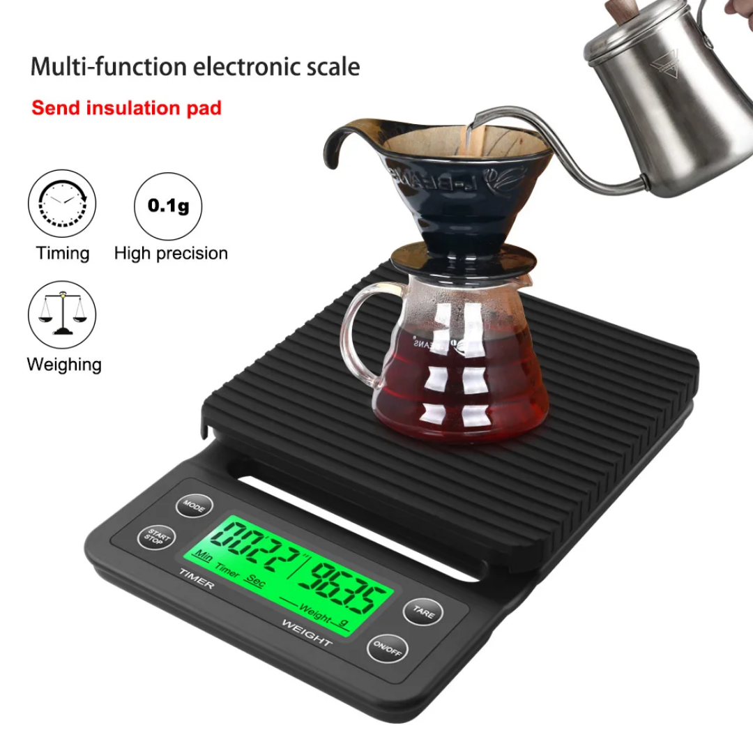 Coffee Scale with Timer, Pour Over Coffee Espresso Scale, High Precision Kitchen Electronic Scales for Coffee Brewing, with LCD Display(Black)