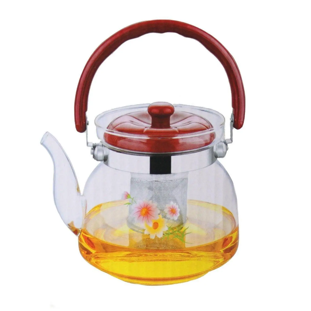 Lion's Enterprise Borosilicate Glass Teapot/Coffeepot Heat Resistant Stove Removable Infuser-Transparent