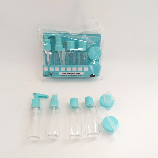 Lawazim Clear Plastic Travel Container Set - 10 Piece Blue | Portable Leak Proof Containers for Toiletries, Office, Camping | Refillable