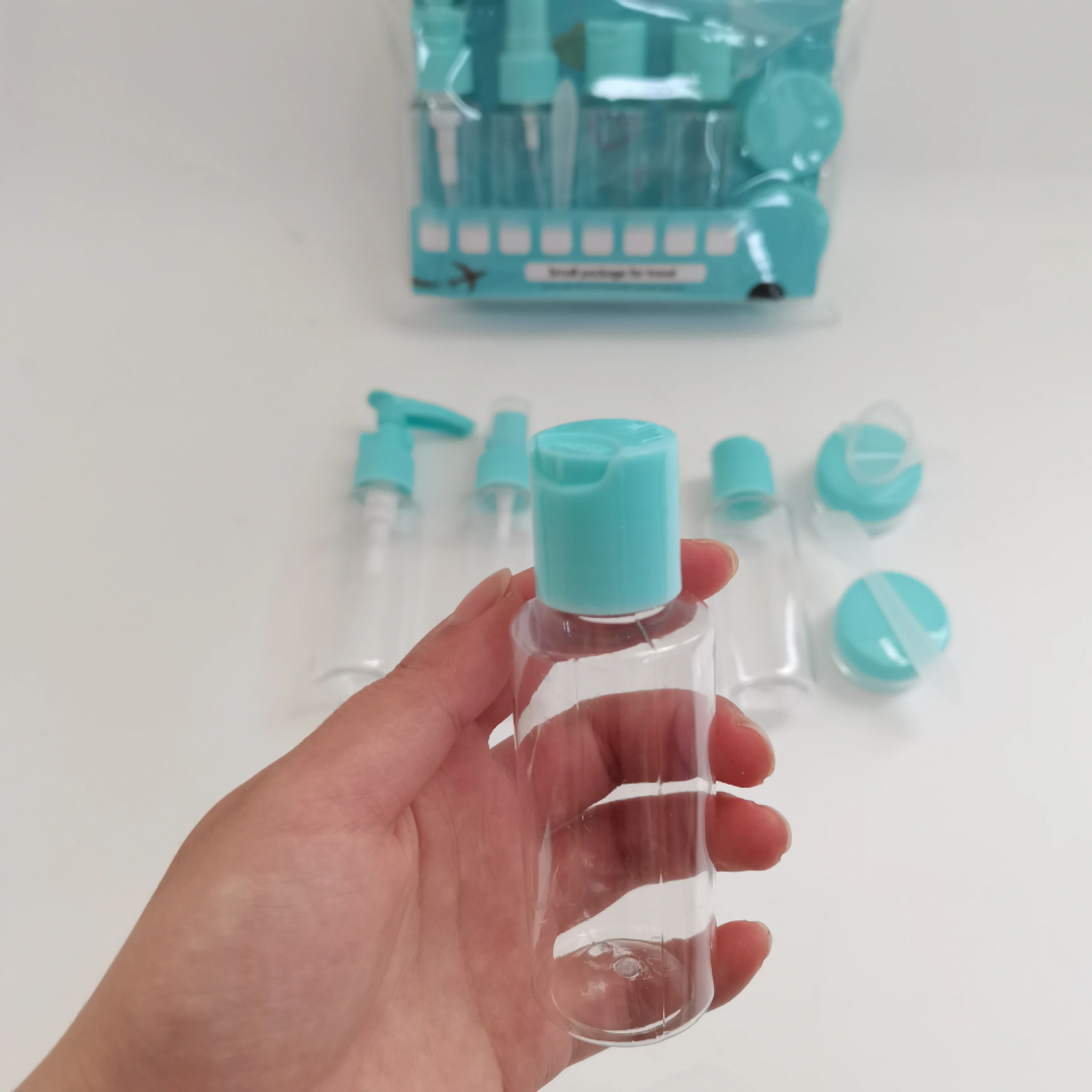 Lawazim Clear Plastic Travel Container Set - 10 Piece Blue | Portable Leak Proof Containers for Toiletries, Office, Camping | Refillable