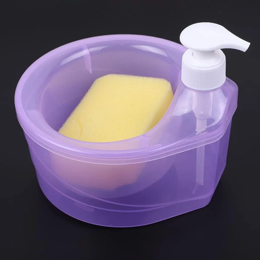 TASMAX Dish Soap Dispenser and Sponge Holder for Kitchen Sink Dish Washing Liquid Soap Dispenser with Sponge Holder