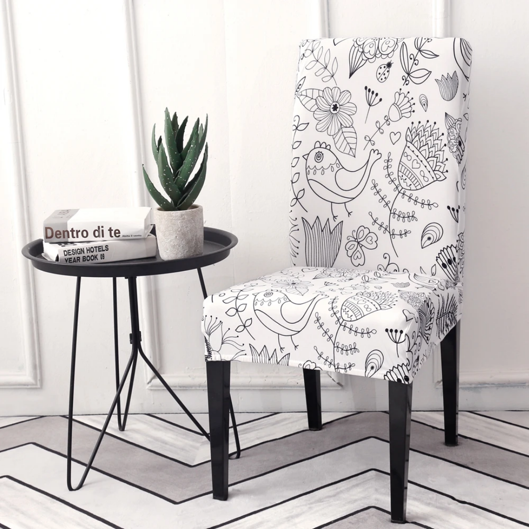 Stretch Printed Dining Chair Covers Set of 6,