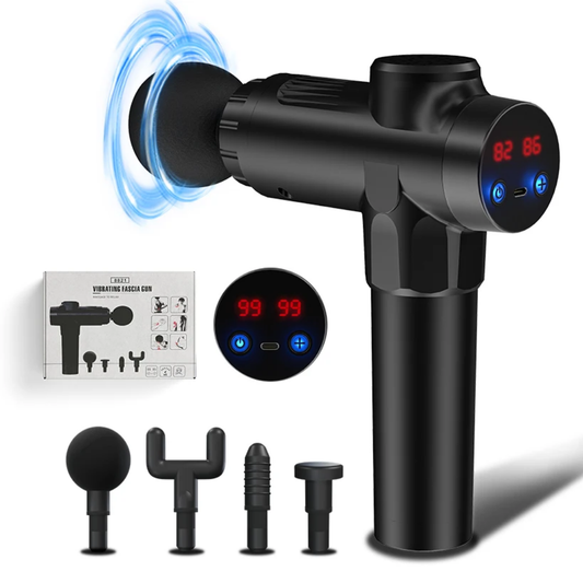 Portable Electric Muscle Massage Gun with 4 Heads & LCD Display