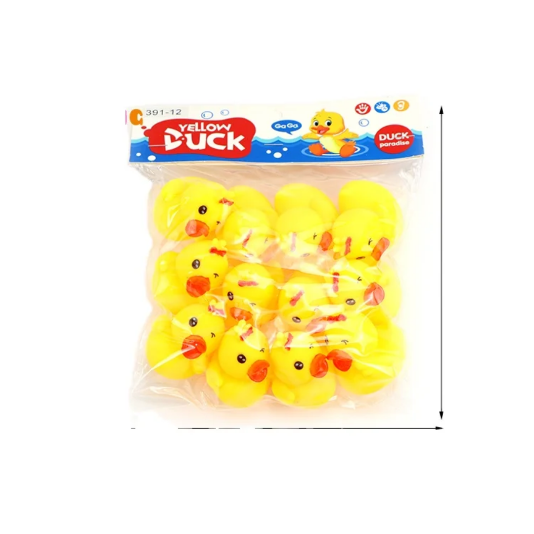 Rubber Small Yellow Duck Squeaker Toy, No Battery, for Small Pets