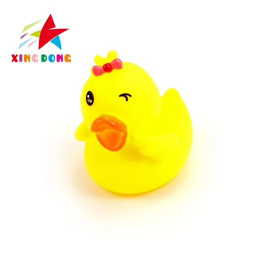 Rubber Small Yellow Duck Squeaker Toy, No Battery, for Small Pets
