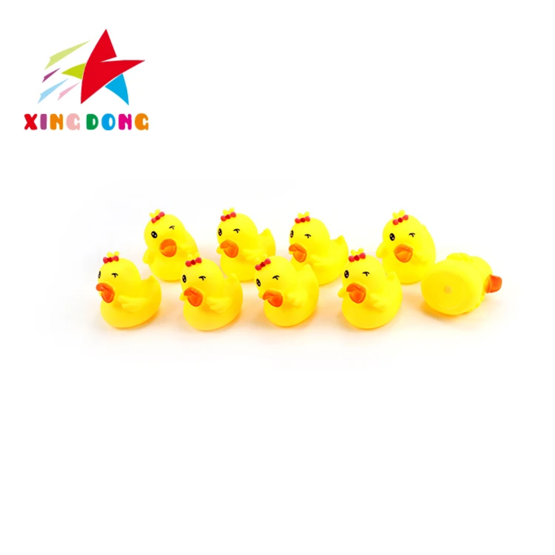 Rubber Small Yellow Duck Squeaker Toy, No Battery, for Small Pets