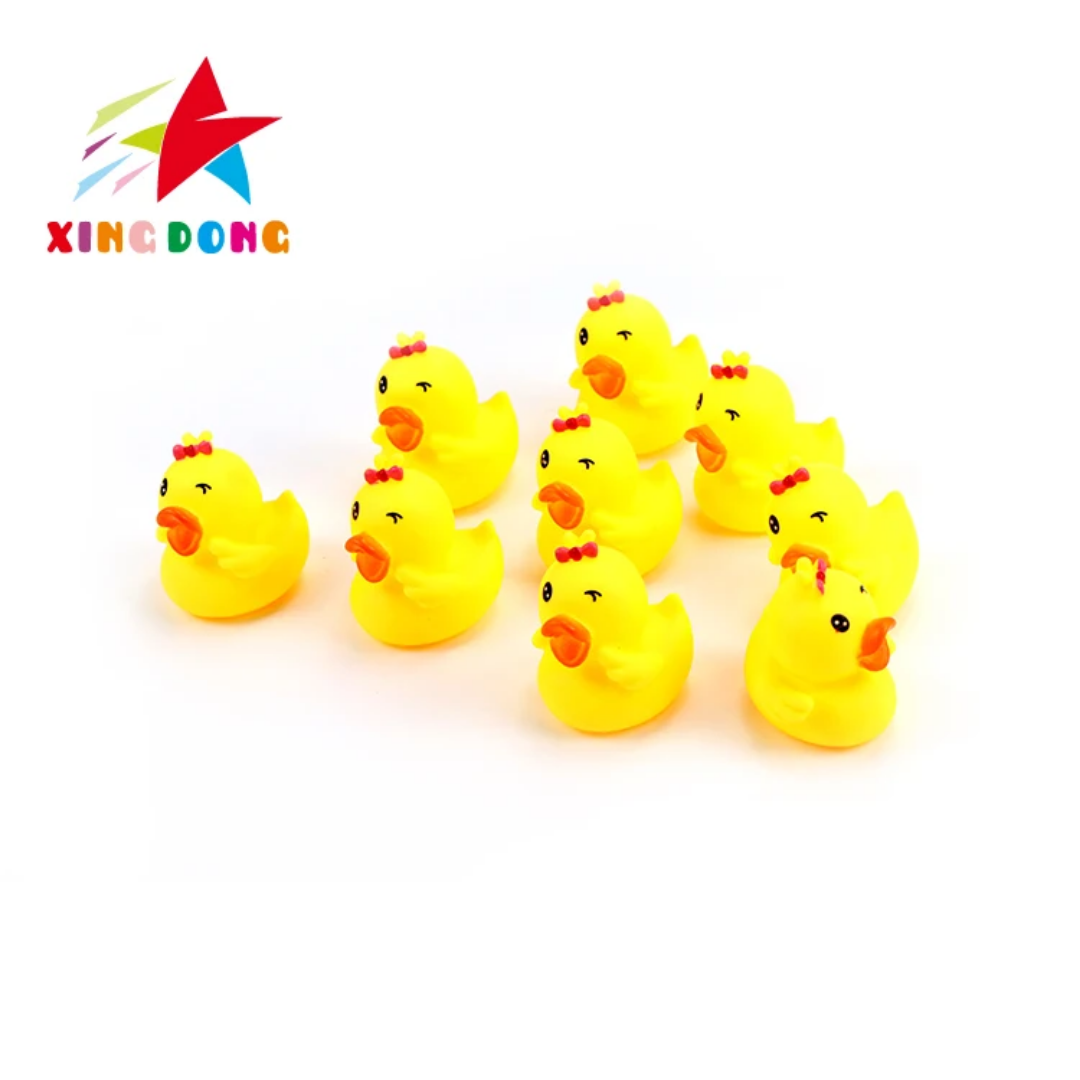 Rubber Small Yellow Duck Squeaker Toy, No Battery, for Small Pets