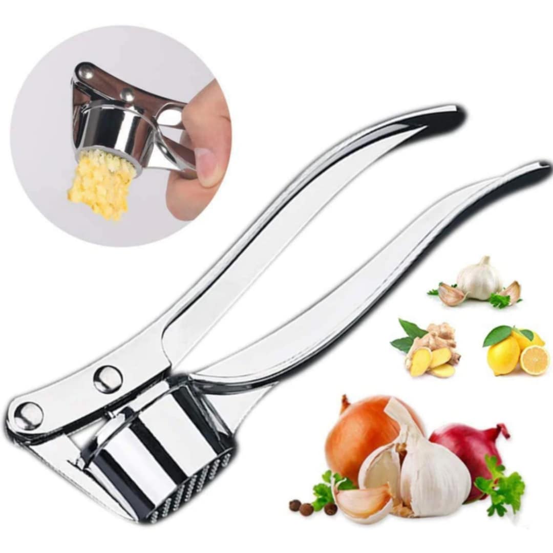 Premium Stainless Steel Garlic Press – Easy Crusher for Garlic, Ginger & More