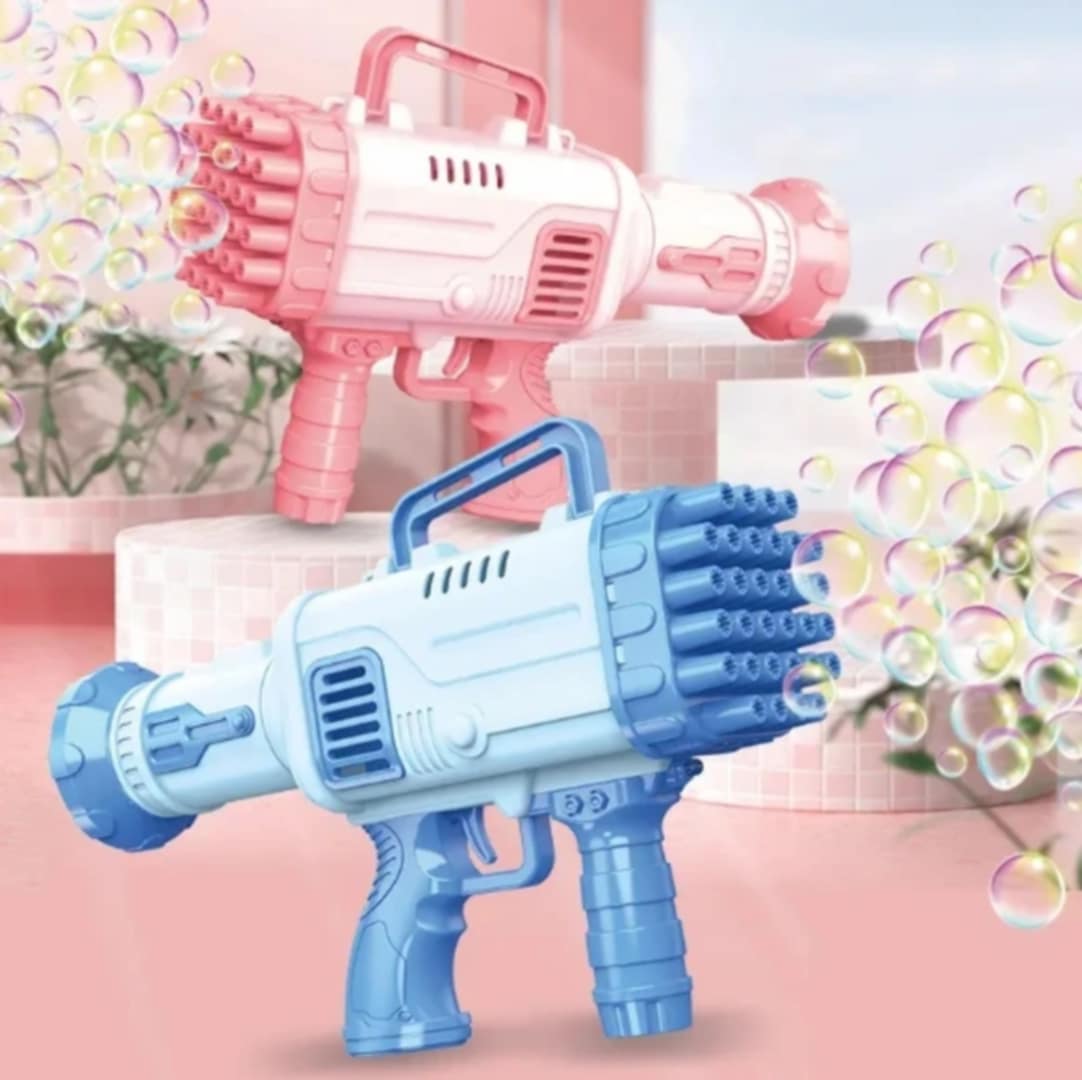 Mega Bubble Blaster Gun – 69-Hole Electric Bubble Machine for Kids (Pink & Blue)