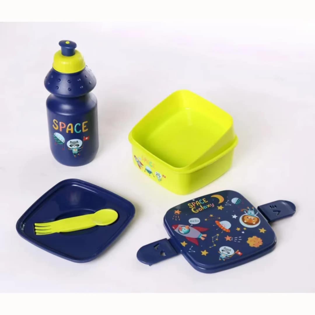 Kids Cartoon Lunch Box & Water Bottle Set – Purple