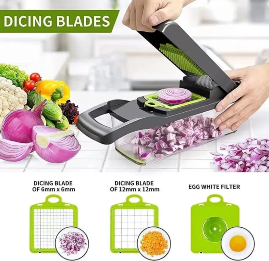 Multi-Functional Vegetable & Fruit Chopper – 12-in-1 Slicer, Dicer & Cutter Set
