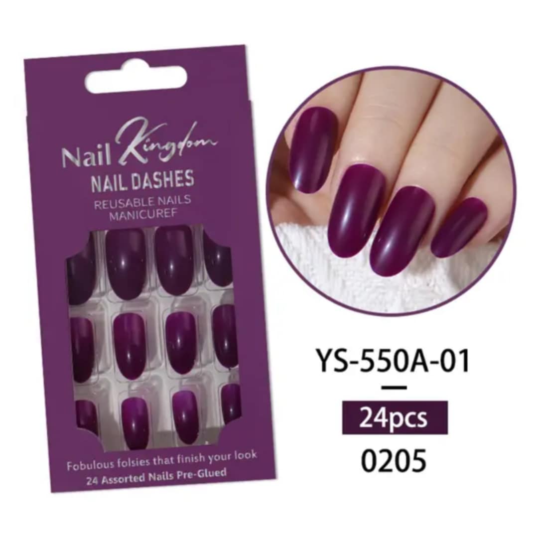 12 Colors Matte & Glossy Press-On Nails Set – Long Oval Design, Reusable, Easy to Apply