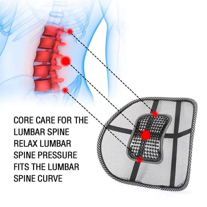 Ergonomic Mesh Back Support Cushion with Massage Beads for Chair &amp; Car Seat