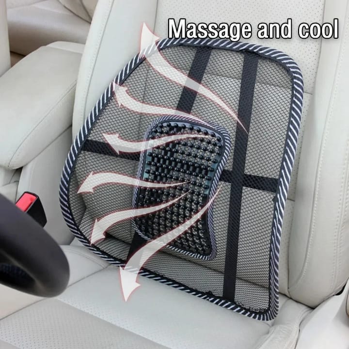 Ergonomic Mesh Back Support Cushion with Massage Beads for Chair &amp; Car Seat