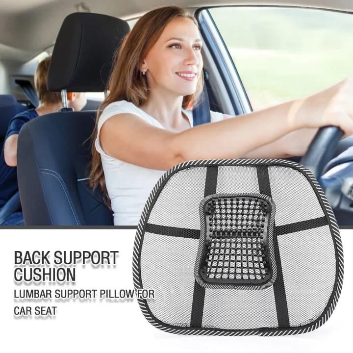 Ergonomic Mesh Back Support Cushion with Massage Beads for Chair &amp; Car Seat