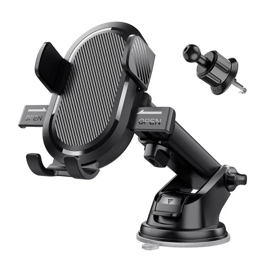 Adjustable Car mobile phone Holder Extendable Mount for Car phone - Windscreen Dashboard phone Cradle - One hand Quick Release With Strong Suction Pad (Black Red)