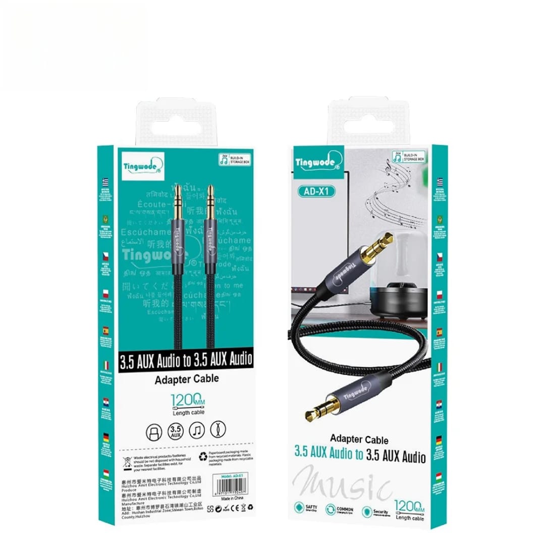 Tingwode AD-X1 Adapter Cable Lightning To 3.5 Mm Jack Audio Aux Transfer 1200 Mm - Navy