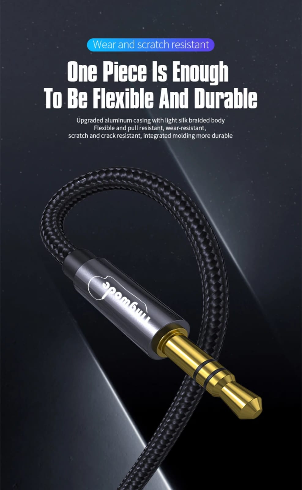 Tingwode AD-X1 Adapter Cable Lightning To 3.5 Mm Jack Audio Aux Transfer 1200 Mm - Navy