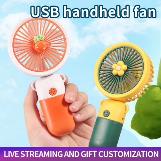 Mini Flower USB Rechargeable Handheld Fan – 3 Speed with Phone Holder