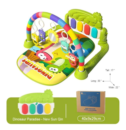 Dinosaur Paradise Baby Play Gym – Musical Activity Mat with Hanging Toys & Piano Keyboard"