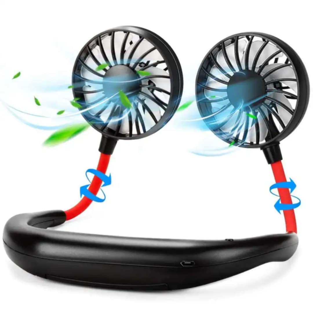 Rechargeable Portable Neck Fan – Hands-Free Cooling with Dual Adjustable Heads"