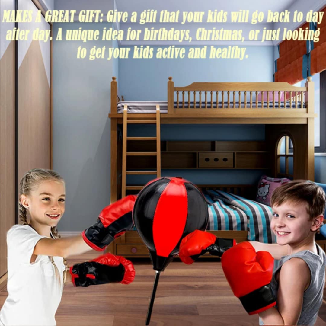 Kids Punching Bag Set with Gloves & Pump – Adjustable Height Boxing Training Toy for Boys & Girls"